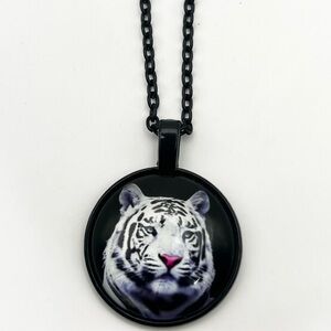 Black and White Tiger Pendant Necklace